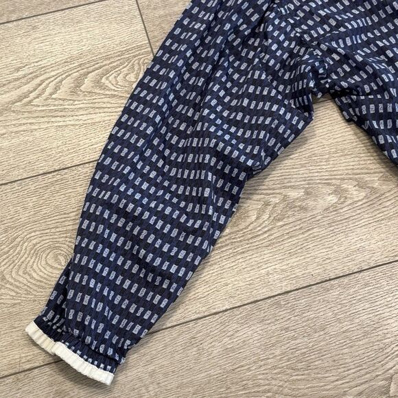 Vintage Reebok Jacket Women Medium Blue Geometric Pattern Windbreaker Track - Picture 2 of 8